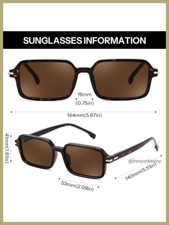 Retro Rectangular Narrow Slim Thin Square UV400 Protection Sunglasses